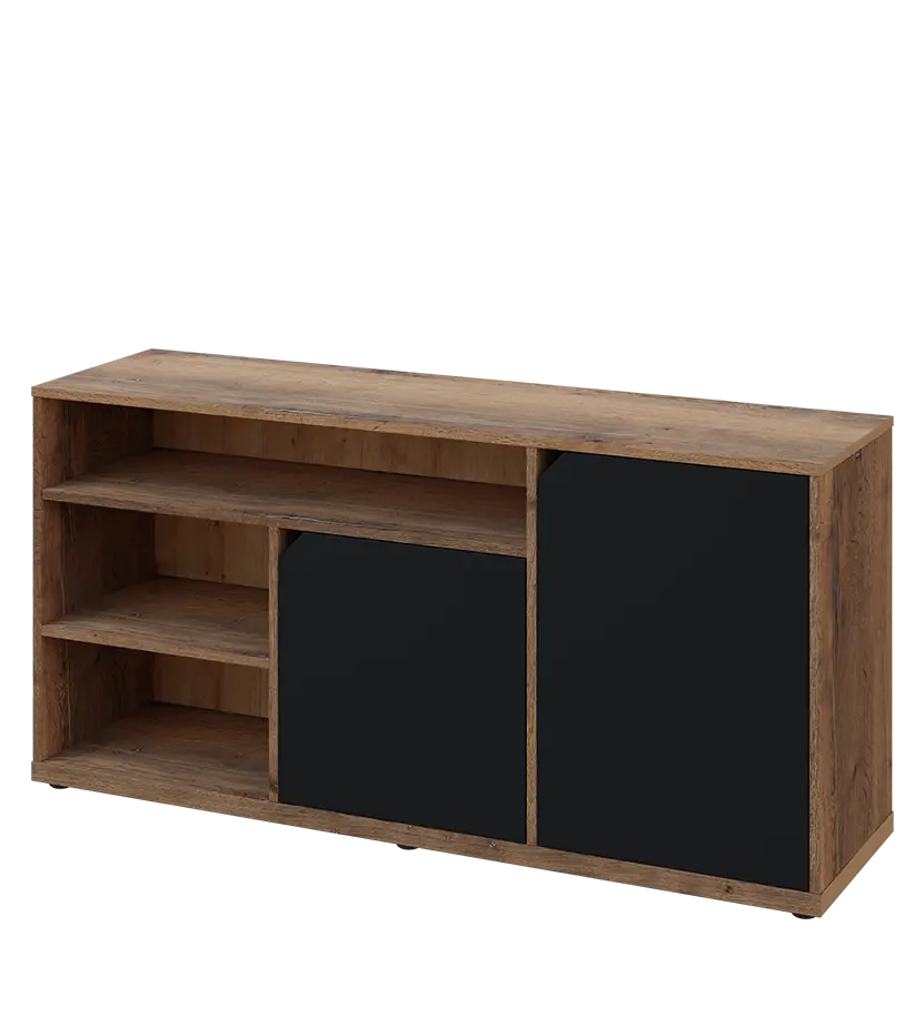 KU2-15DN3 P skříňka nízká 2-dveřová, nika, 740x1522x400, provedení pravé, dub halifax cínový/černá